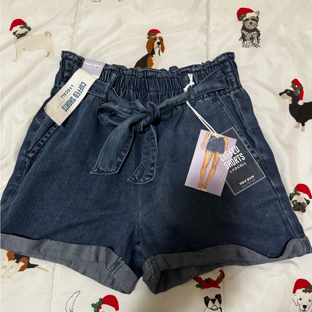 Brand New High Waist Denim Shorts with Tie Belt